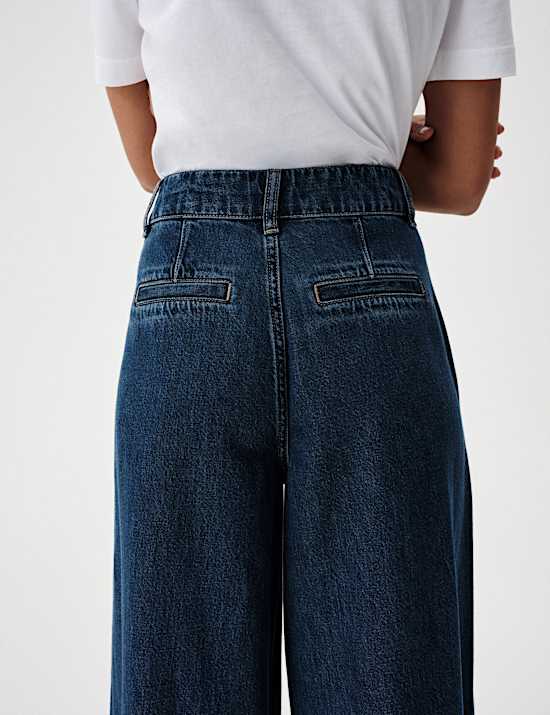 Twill Pleated Formal Wide Leg Jean
