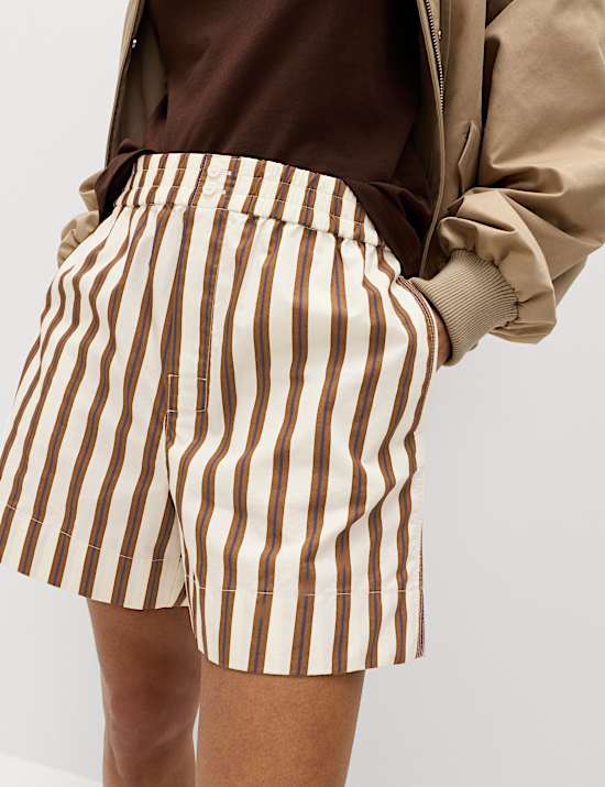 Pure Cotton Poplin High Waisted Shorts