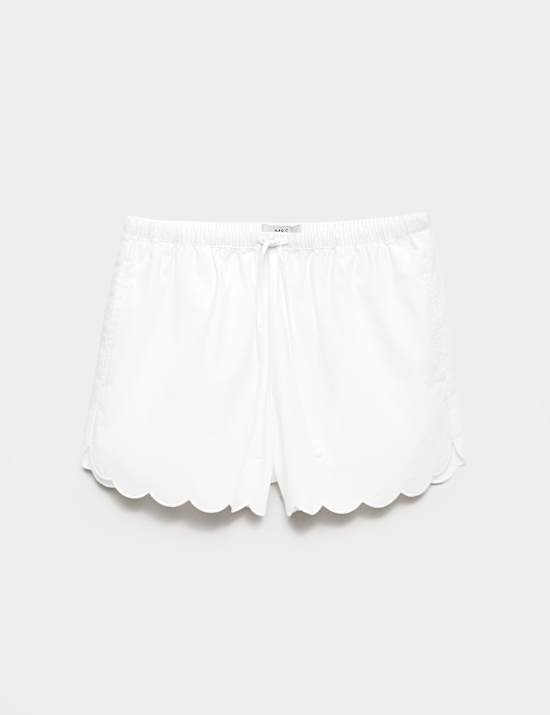 Pure Cotton Scallop Hem Shorts