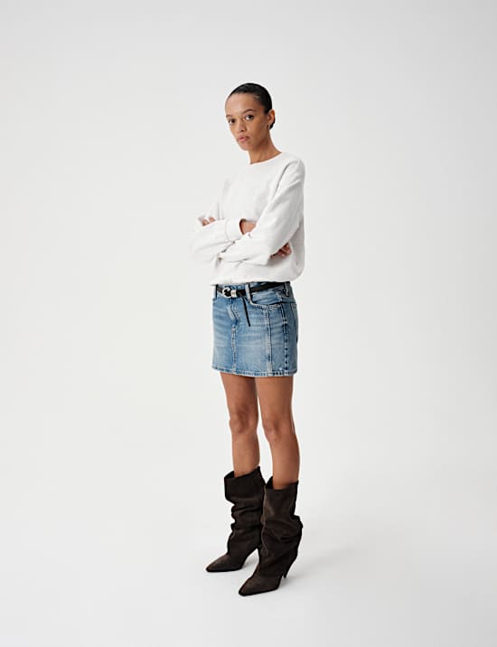 Denim A Line Mini Skirt