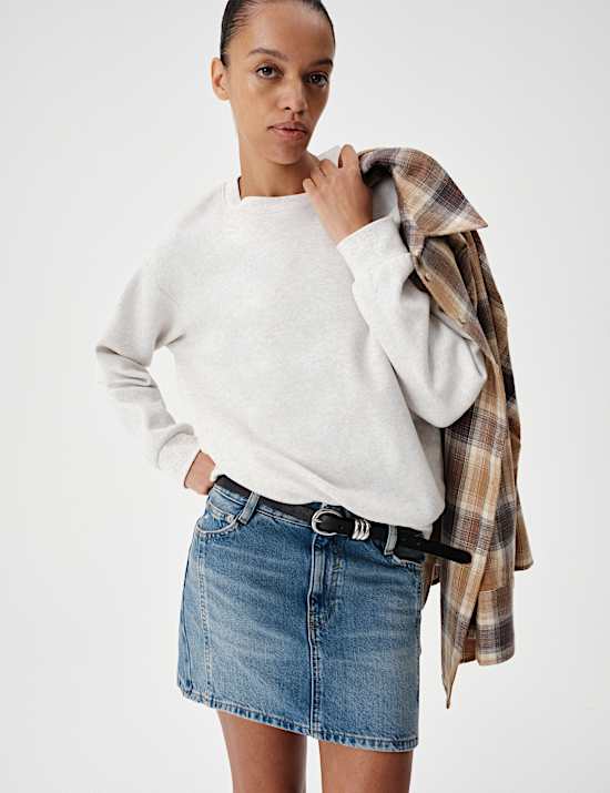 Denim A Line Mini Skirt