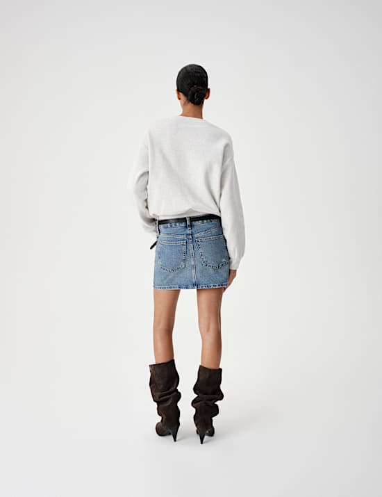 Denim A Line Mini Skirt