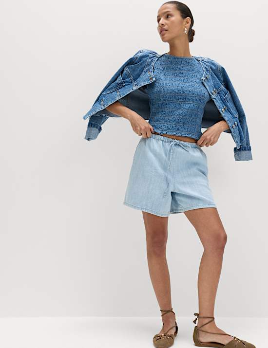 2pk Cotton Rich Pull On Denim Shorts