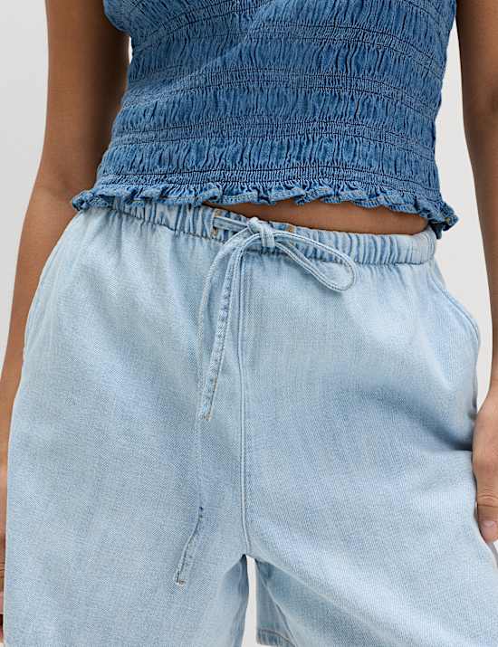 2pk Cotton Rich Pull On Denim Shorts