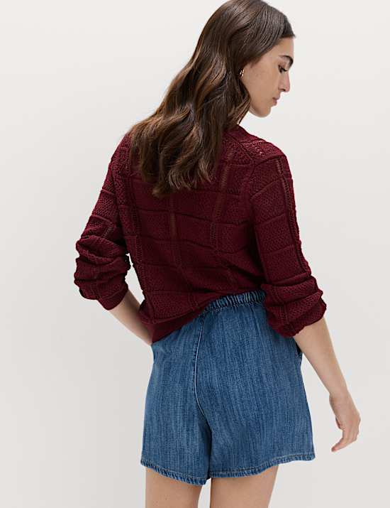 Lot de 2 shorts en coton denim &agrave; taille &eacute;lastique