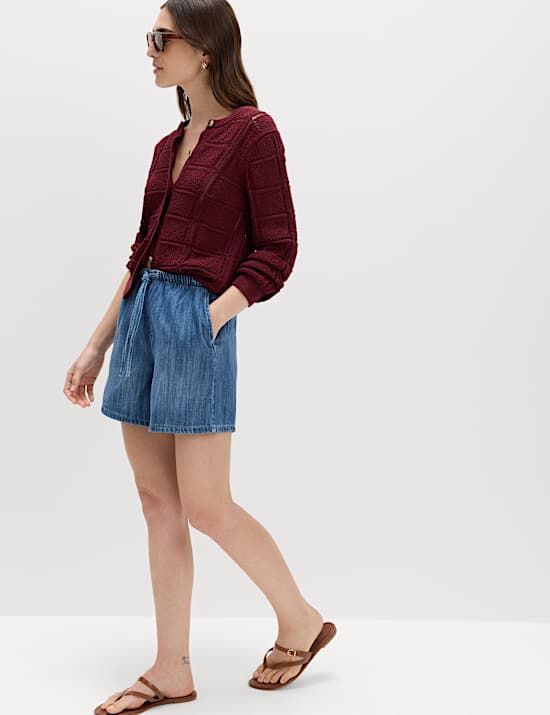 Lot de 2 shorts en coton denim &agrave; taille &eacute;lastique