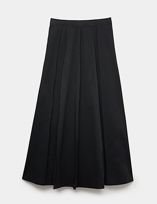 Falda midi de corte circular panelada con bordes deshilachados 100 % algod&oacute;n