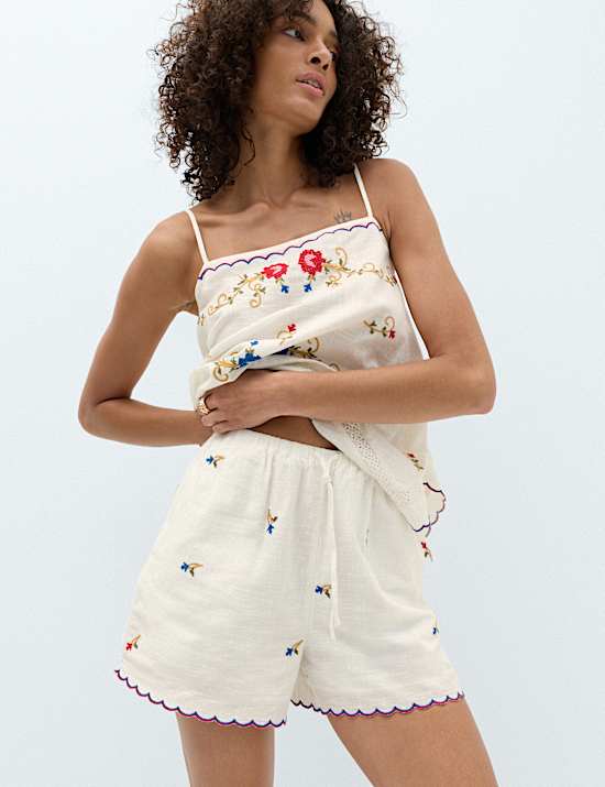Pantal&oacute;n corto 100% algod&oacute;n con bordado