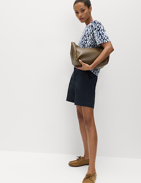 Cotton Rich High Waisted Chino Shorts