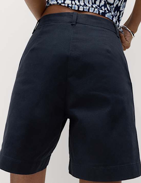 Cotton Rich High Waisted Chino Shorts