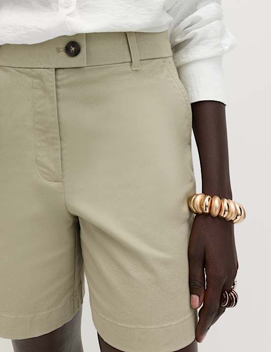 Short chino taille haute en coton