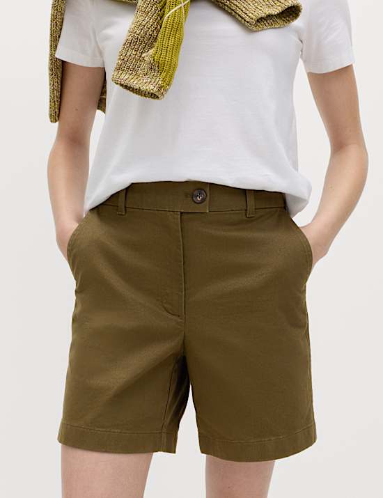 Cotton Rich High Waisted Chino Shorts