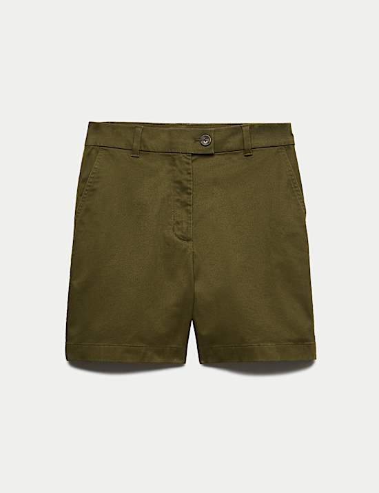 Cotton Rich High Waisted Chino Shorts