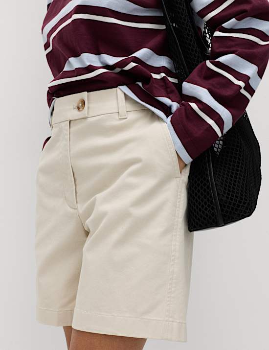 Cotton Rich High Waisted Chino Shorts