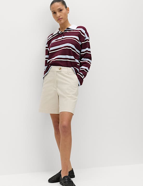 Cotton Rich High Waisted Chino Shorts