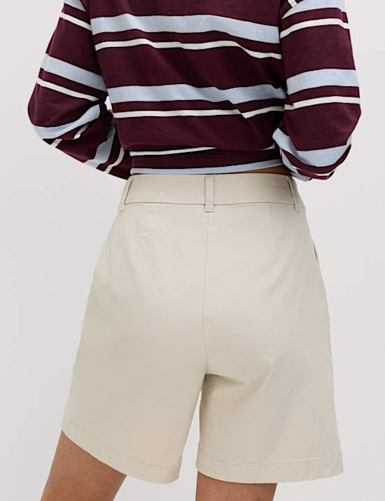 Cotton Rich High Waisted Chino Shorts