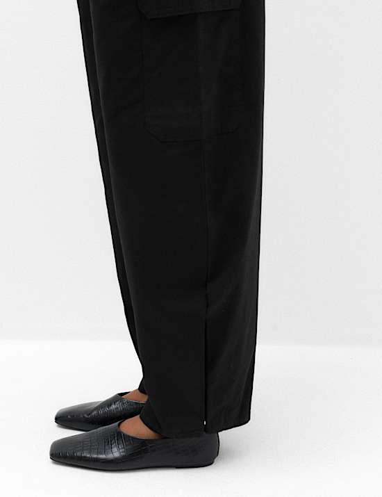 Pure Cotton Cargo Barrel Leg Trousers
