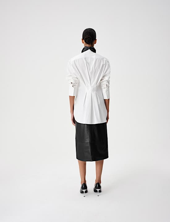 Faux Leather Midi Wrap Skirt