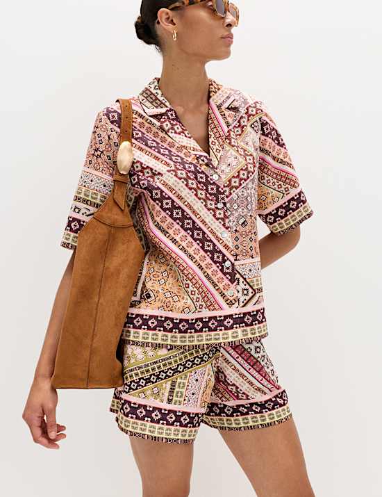 Printed High Waisted Shorts
