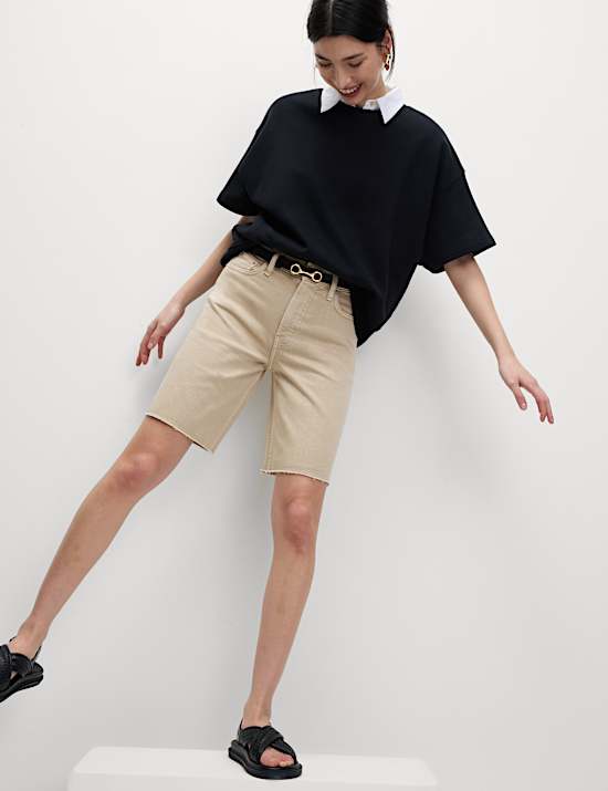 Pure Cotton Denim Bermuda Shorts