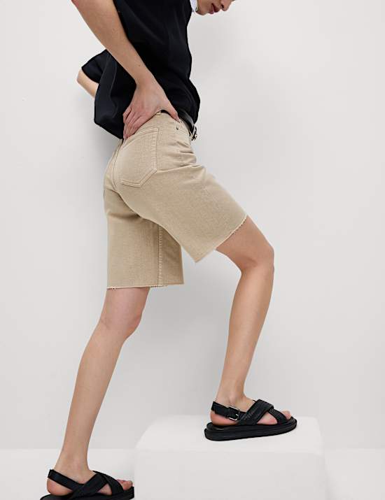 Pure Cotton Denim Bermuda Shorts