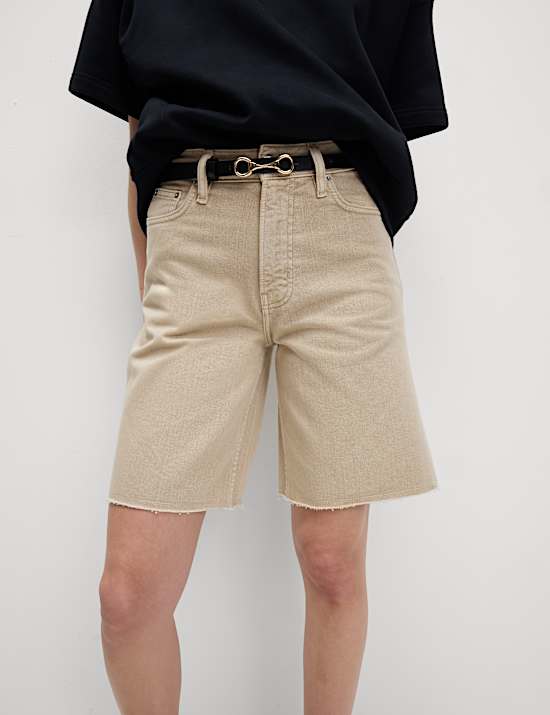 Pure Cotton Denim Bermuda Shorts