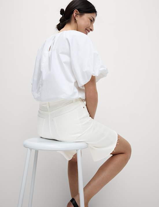 Pure Cotton Denim Bermuda Shorts