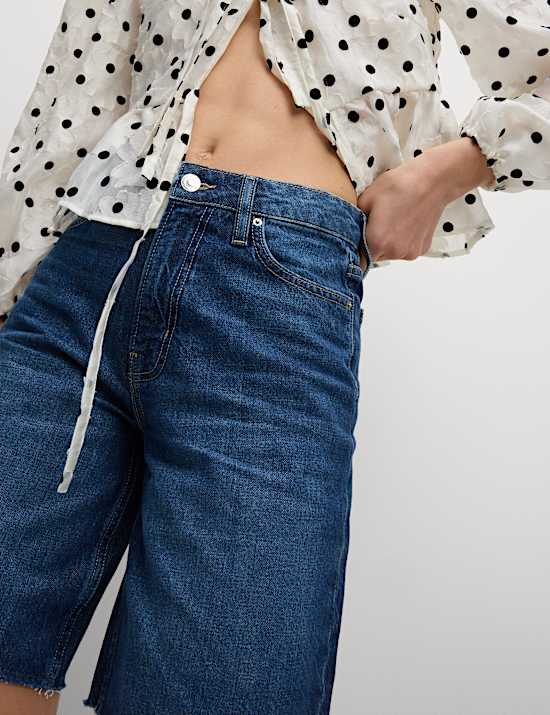 Pure Cotton Denim Bermuda Shorts