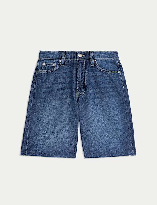 Pure Cotton Denim Bermuda Shorts