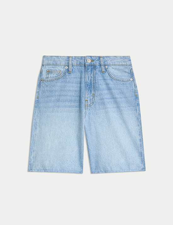 מכנסי ג'ינס ברמודה קצרים מכותנה טהורה