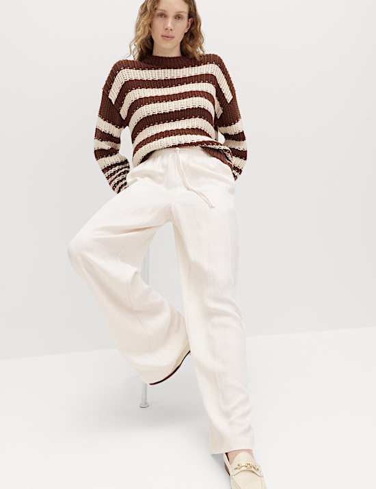 Lyocellrijke broek met wijde pijpen en trekkoord