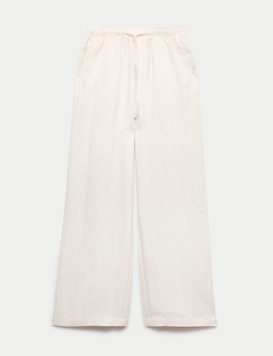Lyocellrijke broek met wijde pijpen en trekkoord