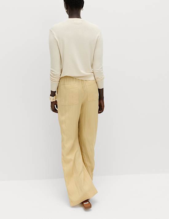 Lyocell Rich Drawstring Wide Leg Trousers