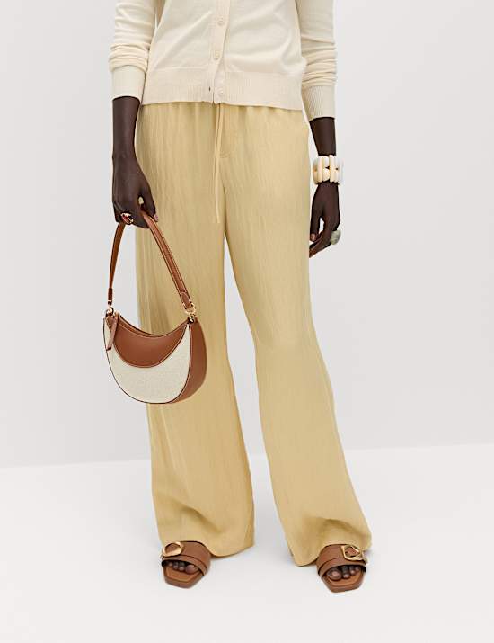 Lyocell Rich Drawstring Wide Leg Trousers