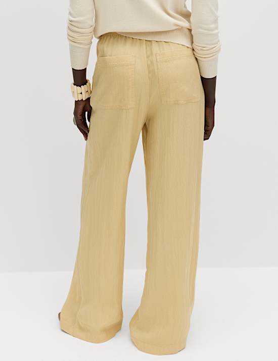 Lyocell Rich Drawstring Wide Leg Trousers