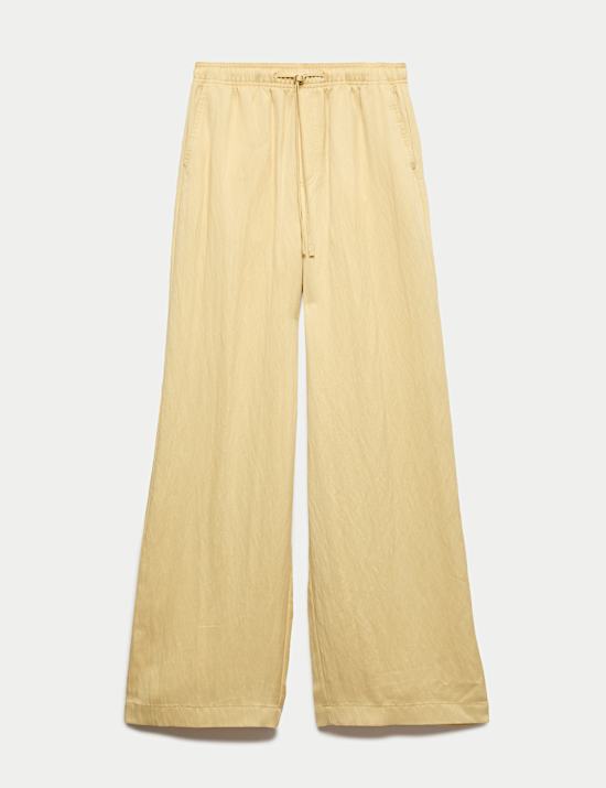Lyocell Rich Drawstring Wide Leg Trousers