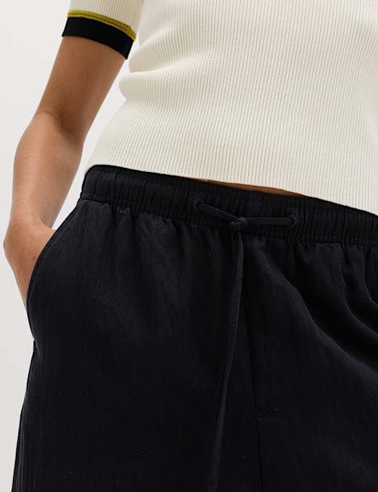 Lyocell Rich Drawstring Wide Leg Trousers