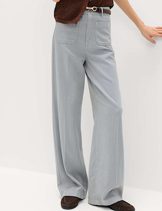 Patch Pocket Straight Leg Trousers