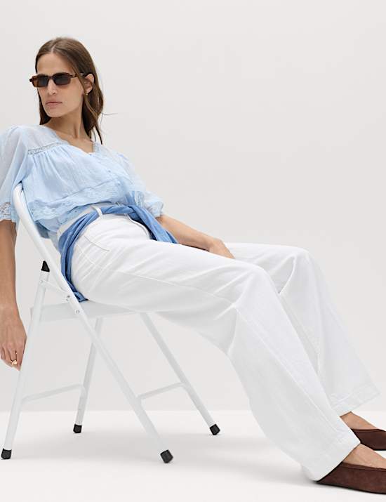 Patch Pocket Straight Leg Trousers