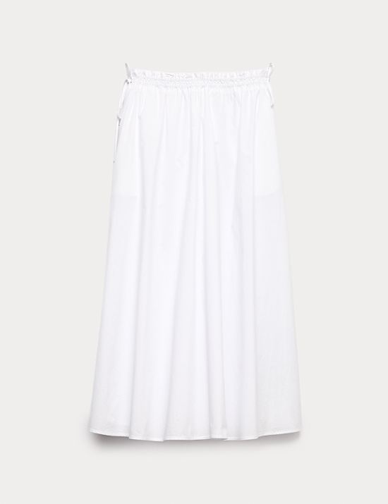 Pure Cotton Poplin Midi Skirt