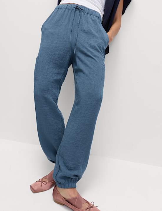 Crinkle Cargo Cuffed Joggers