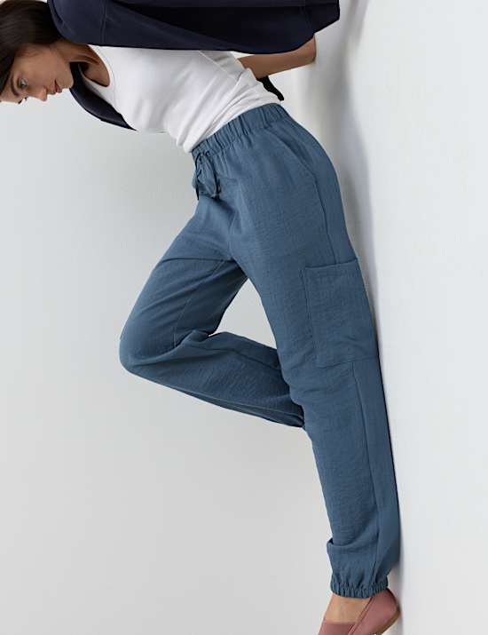 Crinkle Cargo Cuffed Joggers