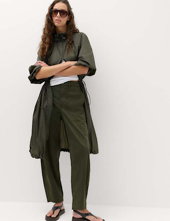 Lyocell Rich Utility Barrel Leg Trousers