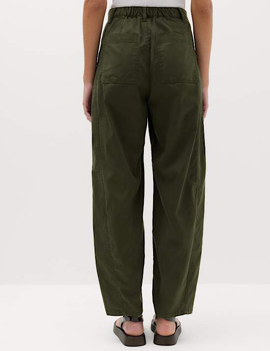 Lyocell Rich Utility Barrel Leg Trousers