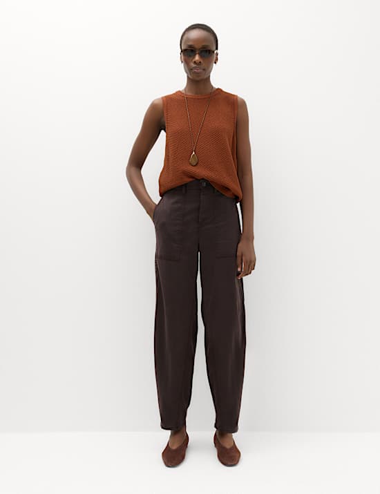 Pantalon utilitaire coupe barrel en lyocell