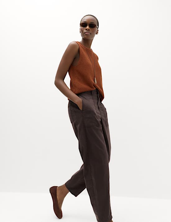 Pantalon utilitaire coupe barrel en lyocell