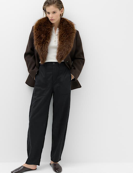 Lyocell Rich Utility Barrel Leg Trousers