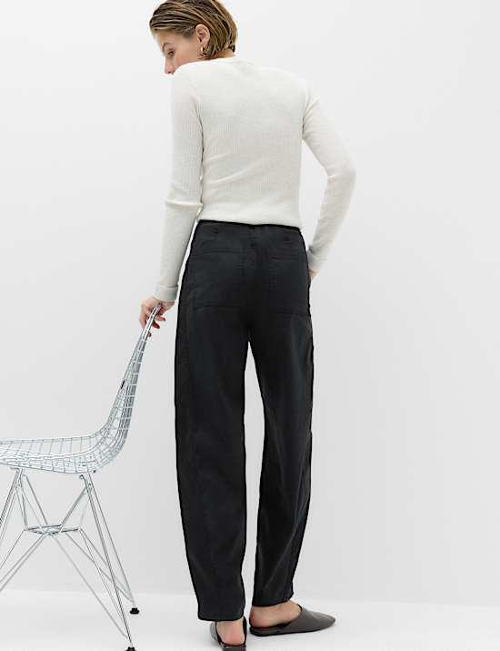 Lyocell Rich Utility Barrel Leg Trousers
