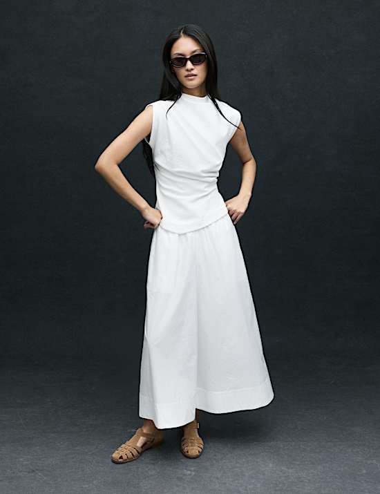 Zuiver katoenen, kortere palazzo-broek