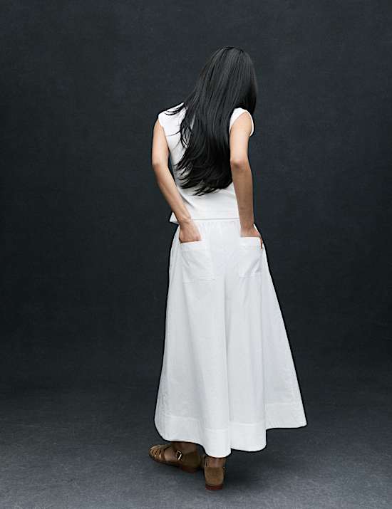 Zuiver katoenen, kortere palazzo-broek